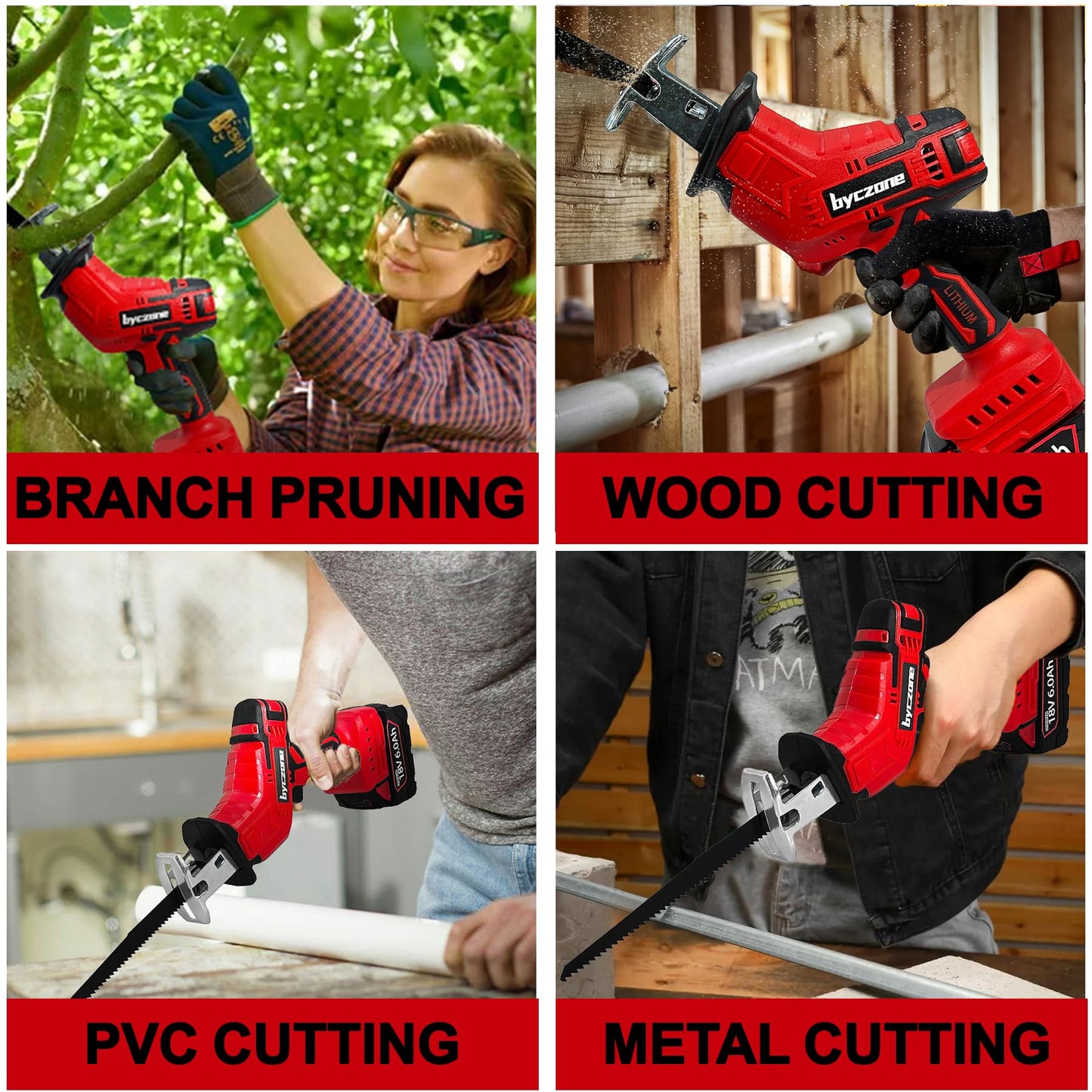 Reciprocating Saw Compatible with Milwaukee M18 18V Battery, Cordless Recipro Saw Sawzall, 0-3500SPM Variable Speed, Tool-free Blade Change, 4 Saw Blades Kit for Wood/Metal/PVC Cutting, Bare  - WoodArtSupply