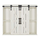 Kate and Laurel Cates Decorative Wall Storage Cabinet with Two Sliding Barn Doors, Rustic White Kate and Laurel