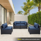 Valita Outdoor Furniture Replacement Cushions, Fits 4-seat Sectional Rattan Conversation Set, 10 Piece Patio Water-Resistant Replacement Sofa Cushions, Liner&Cover (Navy Blue) Valita