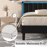 IMMERSTABLE Full Size Bed Frame with LED Lights, Full Bed Frame, Upholstered Bed Frame Full with Headboard, Heavy Duty Wood and Metal Slats Support, Noise-Free, No Box Spring Needed, Easy Assembly IMMERSTABLE