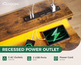 AODK Gaming Desk with LED Lights & Power Outlet, 40 Inch Computer Desk with Drawer, Reversible Desk with Monitor Shelf & Headphone Hook for Home Office AODK