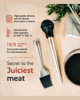 Liquid Solution Turkey Baster 5 Piece Set, Includes Baster for Cooking, Barbecue Basting Brush, Flavor Injector with Cleaning Brush - Perfect for Thanksgiving or Regular Cookout Liquid Solution