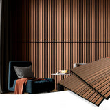 Art3d 2 Wood Slat Acoustic Panels for Wall and Ceiling - 3D Fluted Sound Absorbing Panel with Wood Finish - Walnut Art3d
