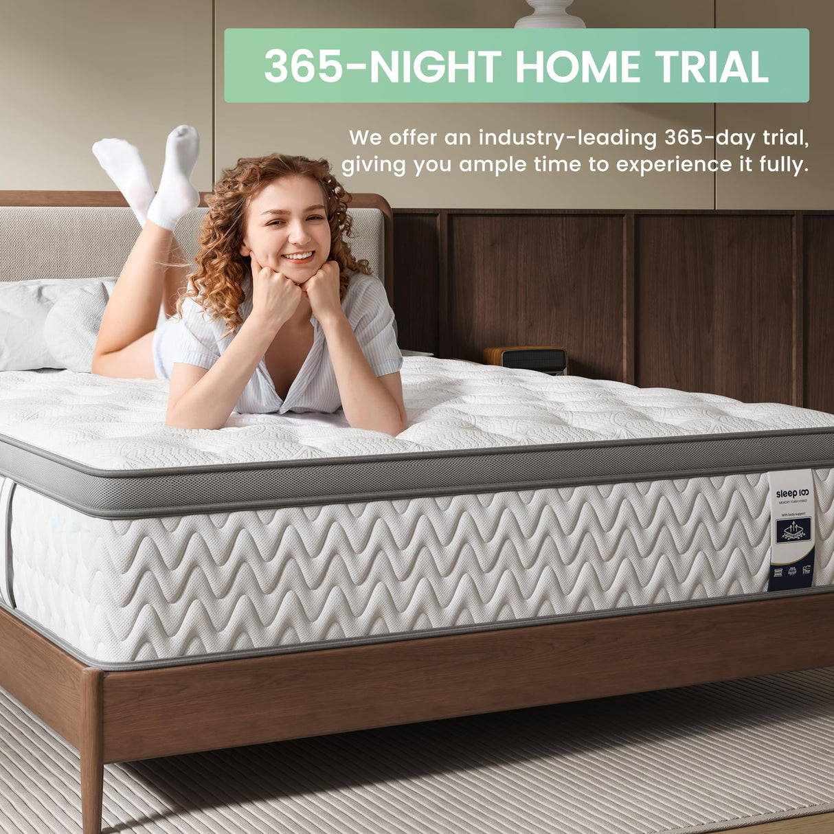 SLEEP100 Queen Mattress 14 Inch, 5-Zone Deep Sleep Firm Mattress with Extra Lumbar & Shoulder Support, Hotel Collection Hybrid Mattresses Pain Relief - Fiberglass Free & No Odor - 365 Night Trial SLEEP100