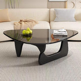 Modern Glass Coffee Table for Living Room, Mid Century Coffee Table, Small Coffee Table, Suitable for Bedroom Living Room Reception Office Tables (Black/Grey, Medium) LZYFY
