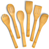 Woodlands-USA Wooden Spoons for Cooking - 6-Piece Wooden Kitchen Utensil Set - Natural Material Bamboo Spatula & wooden cooking utensils - Wooden Spatulas & Wooden Spoons Cooking Tools Set WOODLANDS USA