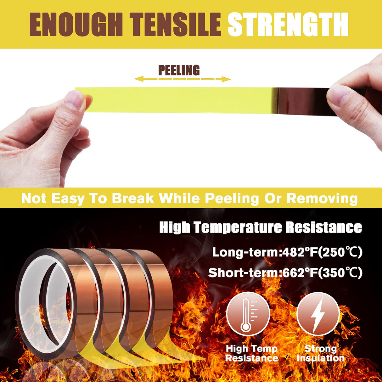 MEBMIK 4 Rolls 20mm x33m (108ft) High Temperature Heat Resistant Tape Heat Transfer Tape for Heat Sublimation Press No Residue and Heat Transfer Vinyl MEBMIK