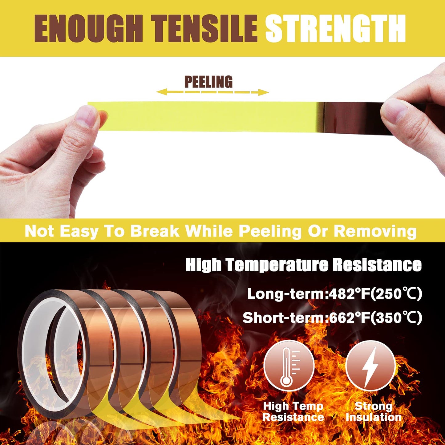 MEBMIK 4 Rolls 20mm x33m (108ft) High Temperature Heat Resistant Tape Heat Transfer Tape for Heat Sublimation Press No Residue and Heat Transfer Vinyl