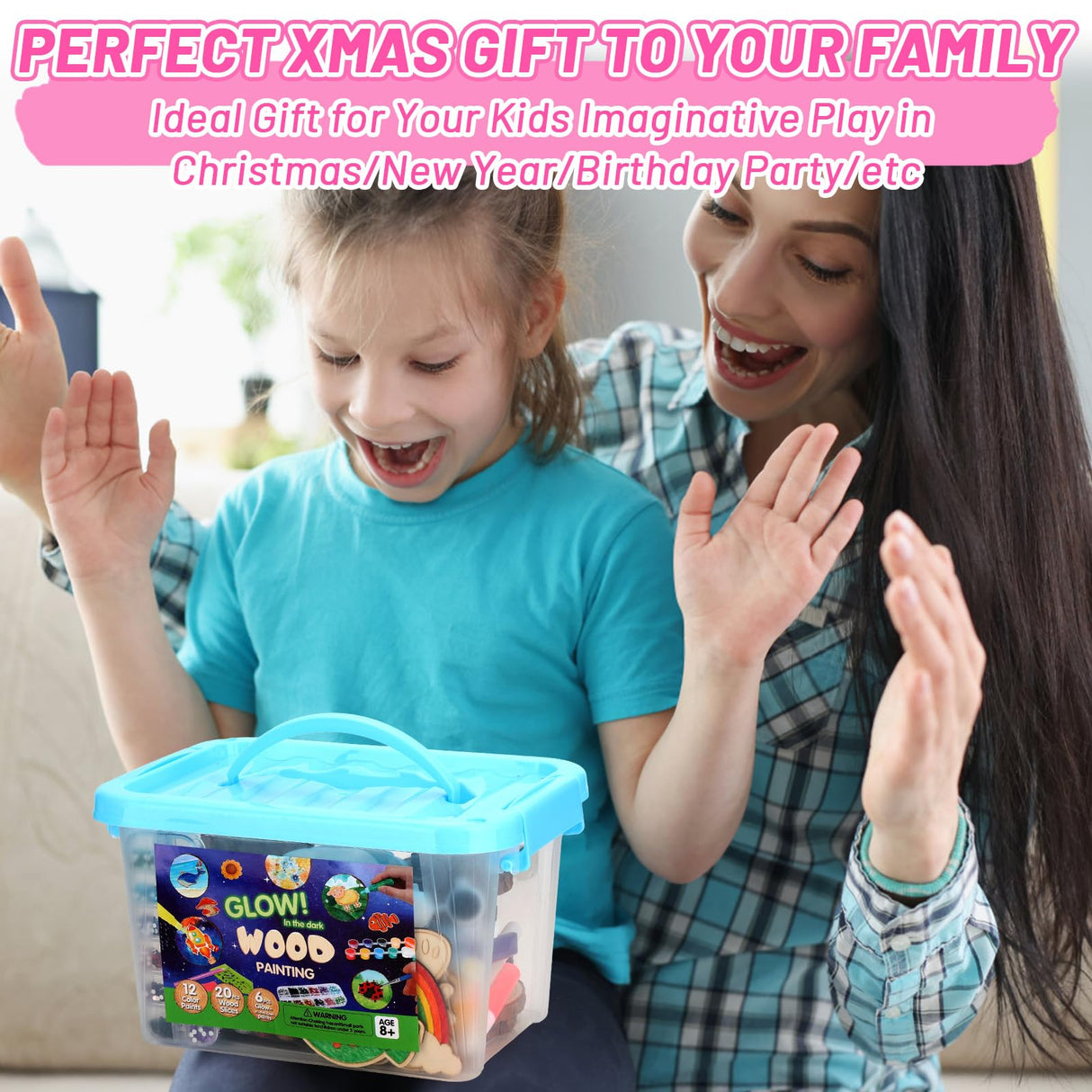 MAPVOLUT Wooden Painting Crafts Kit - Glow-in-The-Dark, Christmas Art & Craft Supplies for Kids Boy Girl Ages 8+ Christmas Birthday Party Gifts for Kids Boys Girls 8+ Years Old MAPVOLUT