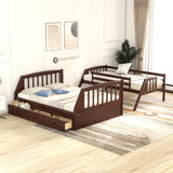 Harper & Bright Designs Espresso Twin-Over-Full Bunk Bed with Stairs, Storage Drawers, and Ladder Harper & Bright Designs