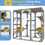 Ketive Outdoor Catio Cat Enclosure, Large Cat House with Multi-Level Platforms, Waterproof Roof, and Pull-Out Tray (71.45" L x 36.61" W x 70.86" H) ketive