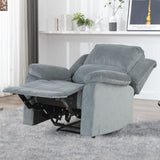 CANMOV Manual Recliner Chair, Soft Fabric Overstuffed Recliner Single Sofa Chair for Living Room, Heavy Duty and Safety Reclining Mechanism (Blue Grey) CANMOV