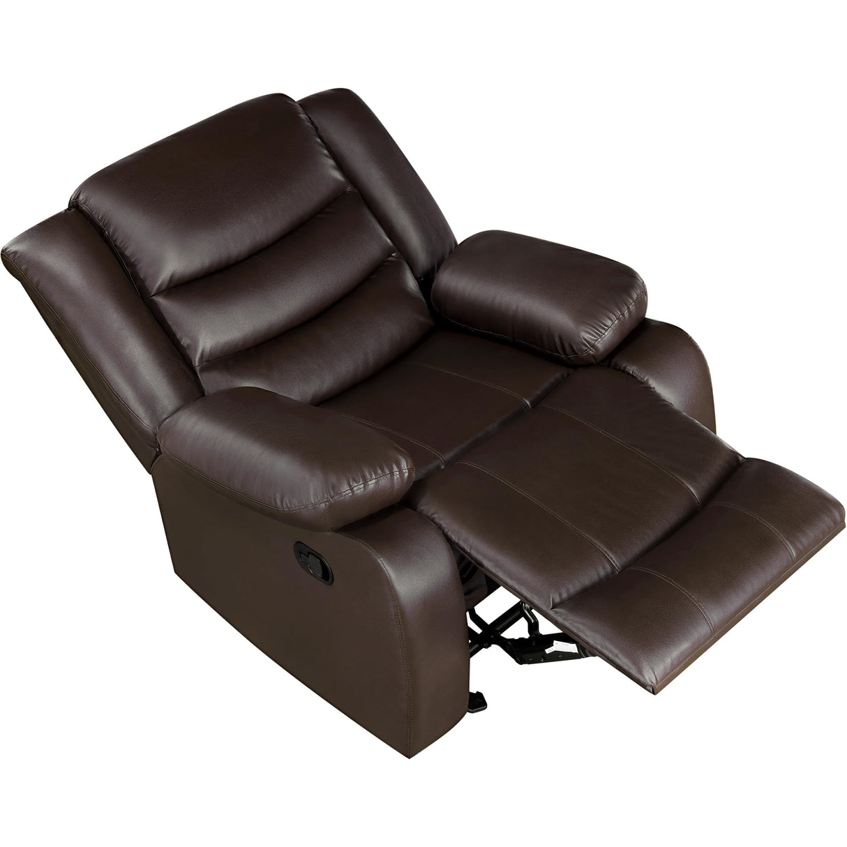 Prilinex Brown Rocker Recliner Chair - Oversized Leather Lazy Boy Recliner Chair with Overstuffed Armrest, Faux Leather Manual Reclining Chair for Living Room, Bedroom, Home Theater Prilinex