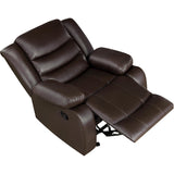 Prilinex Brown Rocker Recliner Chair - Oversized Leather Lazy Boy Recliner Chair with Overstuffed Armrest, Faux Leather Manual Reclining Chair for Living Room, Bedroom, Home Theater Prilinex