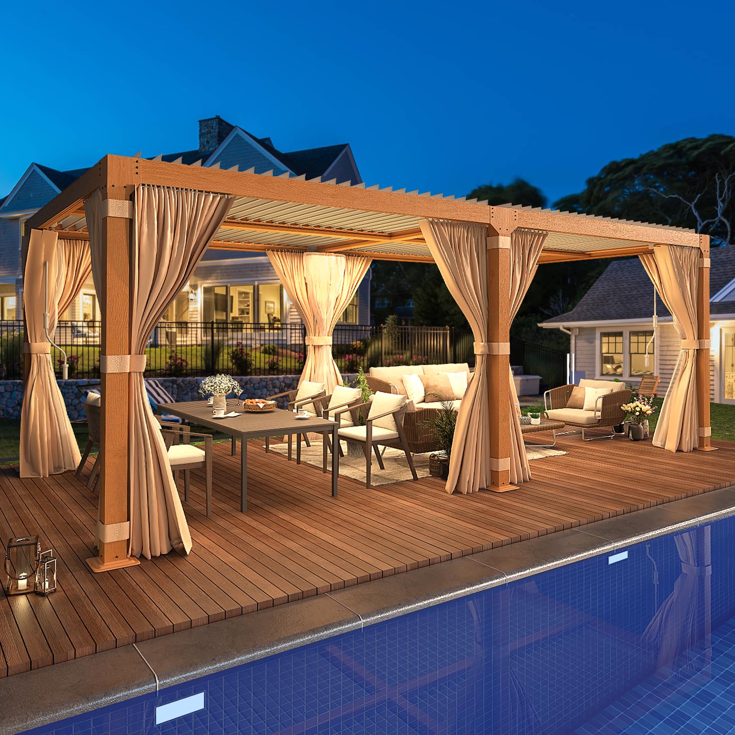 YOLENY 12 x 20 FT Louvered Pergola - Thumbnail 2