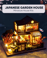 DIY Miniature House Kit, Mini House Kit for Beginners, Mayberry Street Miniatures, Model Building Craft Diorama Kit, Ideal Gifts for Birthday, Christmas(Japanese Garden House) Flybean