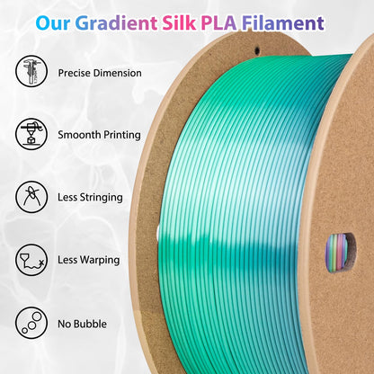 3Dgenius Silk Rainbow PLA Filament 1.75mm Silk PLA 3D Printer Filament Shiny Fast Color Changing Gradient Filament 3D Printing Filament Fit Most FDM Printers, 500g Spool(1.1lbs), Candy Series - WoodArtSupply