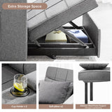 COMHOMA Sleeper Chair Bed, Convertible Sofa Bed Armchair with Cup Holders, 3-in-1 Futon Bed Chair with Side Pocket Pull Out Sofa Bed Couch for Living Room, Bedroom (Grey) COMHOMA
