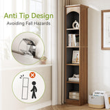 LITTLE TREE 70.9" Tall Bookcase, 5-Tier Open Bookcase with Cubes, Wood Bookshelf with Storage Space, Freestanding Narrow Bookcase for Home Office, Brown, 2 Pack LITTLE TREE