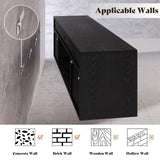 AMERLIFE Floating TV Stand with 40" Electric Fireplace, Modern Wall Mounted Entertainment Center with Storage, 80in Media Console with High Gloss Geometric Doors for TVs Up to 90", Black AMERLIFE