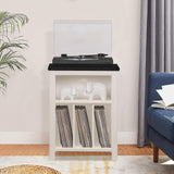 Record Player Stand with Vinyl Record Storage Holds up to 160 Albums,Large Wood Record Player Table Dispaly Shelf，White Turntable Stand Cabinet for Living Room,Bedroom,Office 8 Joaxswe