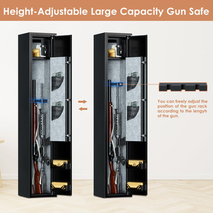 NICOMOW 3 Gun Fingerprint Safe for Household Rifles and Pistols Quick Biometric Gun Safe for Rifles and Shotguns Long Gun Cabinet with Adjustable Gun Stock and Cartridge Box,Built-in valuables Safe