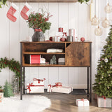 Bestier Coffee Bar with Storage Buffet Cabinet Kitchen Sideboard with Adjustable Shelves Console Table for Kitchen Dinning Room Living Room Hallway Entrance, Rustic Brown Bestier