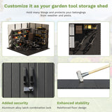 Patiowell 8 x 8 FT Plastic Outdoor Storage Shed with Floor, Resin Shed with Window and Lockable Door for Garden, Backyard, Tool Storage Use, Easy to Install in Beige (Kick-it Shed) Patiowell