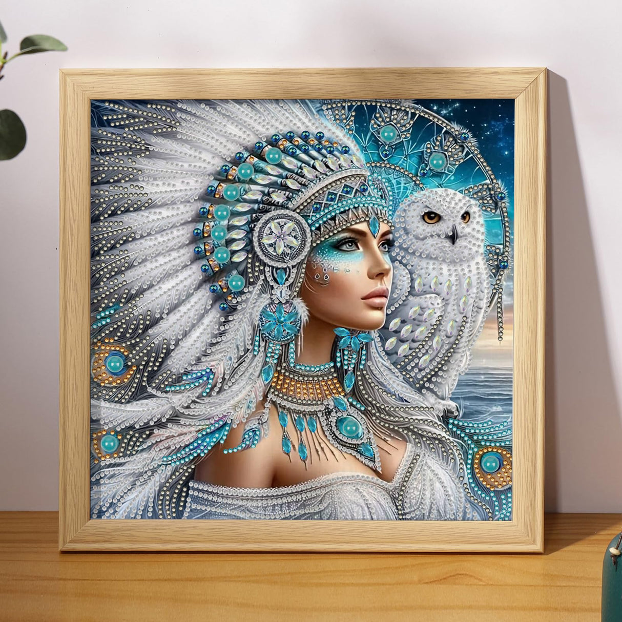 SuuTang Special Shape Diamond Art Kits for Adults Beginners, Native Indian 5D Diamond Painting Kits for Animals Owl, DIY Crystal Rhinestones Gem Art, Home Wall Decor Gift, 12x12in SuuTang