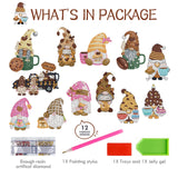 Sitsink Gnome Diamond Art Magnet - Cute Coffee Gnome Diamond Painting Refrigerator Stickers, Coffee Cookie 3D Gem Art Fridge Magnet Stickers Kit for Adult Sitsink