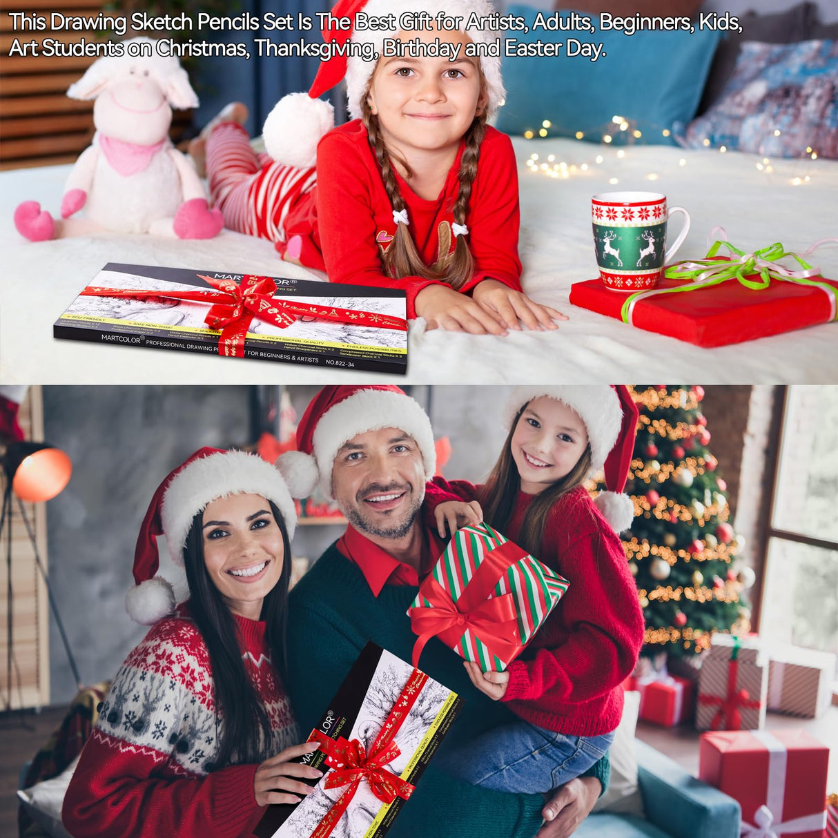 MARTCOLOR Drawing Sketching Pencils Set, 34 Pieces Pro Art Pencil Kit - Graphite Pencils (14B-4H), Charcoal Pencils, Charcoal Sticks, Artist Pencils for Beginners & Pro Artists MARTCOLOR