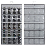 ANZORG Dual Sided Hanging Sunglasses Organizer Storage Wall Mounted Eyeglasses Holder Eyewear Display Case with 40 Clear Slots (40 Pockets-Grey) ANZORG
