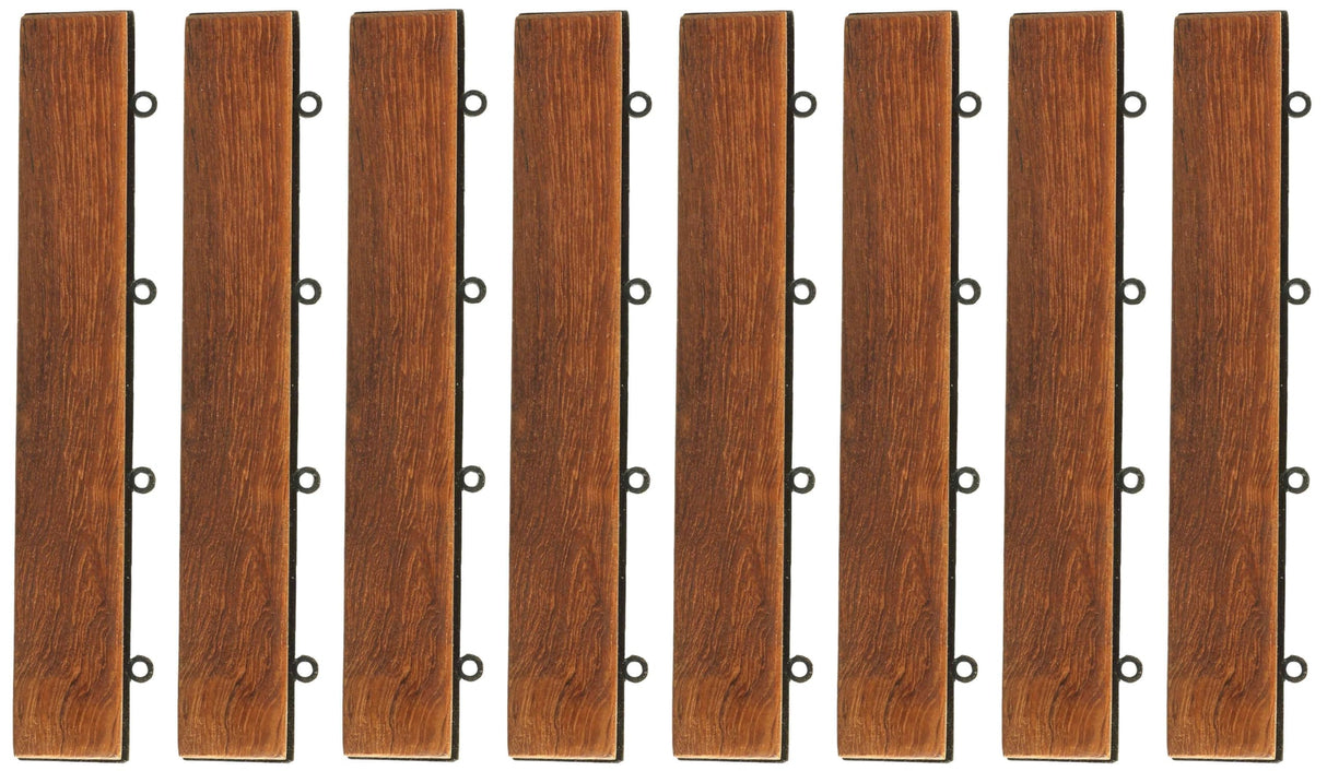 Bare Decor BARE-WF2013 EZ Loop Ends Side Trim Piece Interlocking Flooring in Solid Teak Wood, Brown, 8 Count Bare Decor