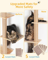 Aechonow 80.3inch Floor to Ceiling Cat Tower on Wall with 5 Mats, Tall Cat Tree for Large Adult Cats, Jute Scratch Post, Large Wooden Perch Stairs Wall Shelves Aechonow