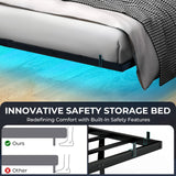 Tatub King Floating Bed Frame with LED Lights & Charging Station - Modern Platform Bed with Bedside Caddy Tatub
