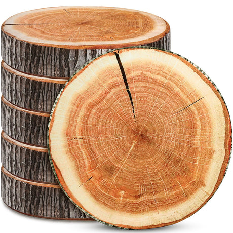 Unittype 6 Pcs Round Throw Pillow Wood Decorative Soft Circle Seating Tree Stump Pillow Floor Cushion Natural Wood Cushion 3D Digital Printing Forest Decor for Bedroom Living Room (Realistic) Unittype