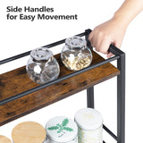 MAHANCRIS Slim Rolling Cart, Mobile Kitchen Cart on Wheels, Narrow Storage Cart for Small Space, Wooden Service Cart, for Bathroom, Laundry, Living Room, Rustic Brown RCHR1501Z MAHANCRIS