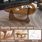 Modern Glass Coffee Table for Living Room mid Century, Small Coffee Table Stylish Coffee Tables, Suitable for Bedroom Living Room Reception Office Tables（Walnut/Brown，Medium） LZYFY