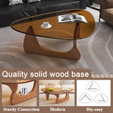 Modern Glass Coffee Table, Mid Century Small Coffee Table, Coffee Table for Living Room,Suitable for Bedroom Living Room Reception Office Tables (Walnut/Brown, Small) LZYFY