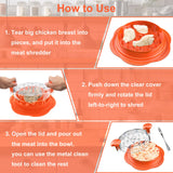 SURETIVIAN Chicken Shredder Large Chicken Breast Shredder Tool Twist with Brush&Fork, Visible Meat Shredder Machine, Anti-Slip Strip, Ergonomic Handle, BPA Free, Suitable for Pork Beef Chicken(Orange) SURETIVIAN