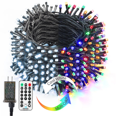 BrizLabs Christmas Lights, 180ft 500 LED Color Changing Christmas Tree Lights with Remote, 11 Modes Cool White & Colored Outdoor Christmas Lights, LED Christmas String Lights for Indoor, Outside, Xmas BrizLabs