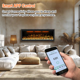 48" Smart Electric Fireplace Inserts,Slim Fireplace with APP Control & Remote Control& Touch Panel,13 Adjustable Flame Color&13 Fuel Bed Colors,750W/1500W,Black VINEMOUNT