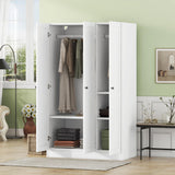 3 Door Wardrobe Armoire Closet with Shutter Doors Freestanding Wardrobe Cabinet with Shelevs and Hanging Rod Clothes, Cabinet Organizer, 21.1"D x 41.4"W x 66.9"H (White) Bellemave