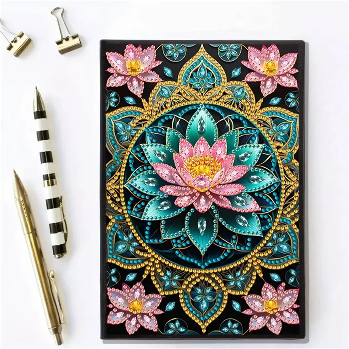 Lotus Diamond Painting Notebook for Adults, A5 Diamonds Art Journal and DIY Sketchbook, Diamond Art Kit Supplies,Gift for Beginners, Craft Lovers, Artists. (Lotus) Formeydemi