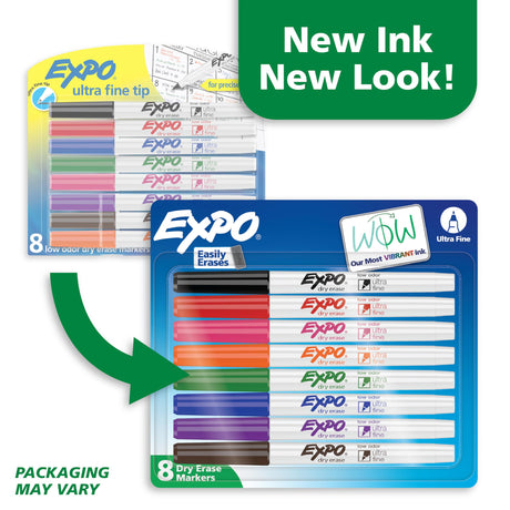 EXPO Low Odor Dry Erase Markers Ultra-Fine Tip Assorted Colors 8 Count EXPO