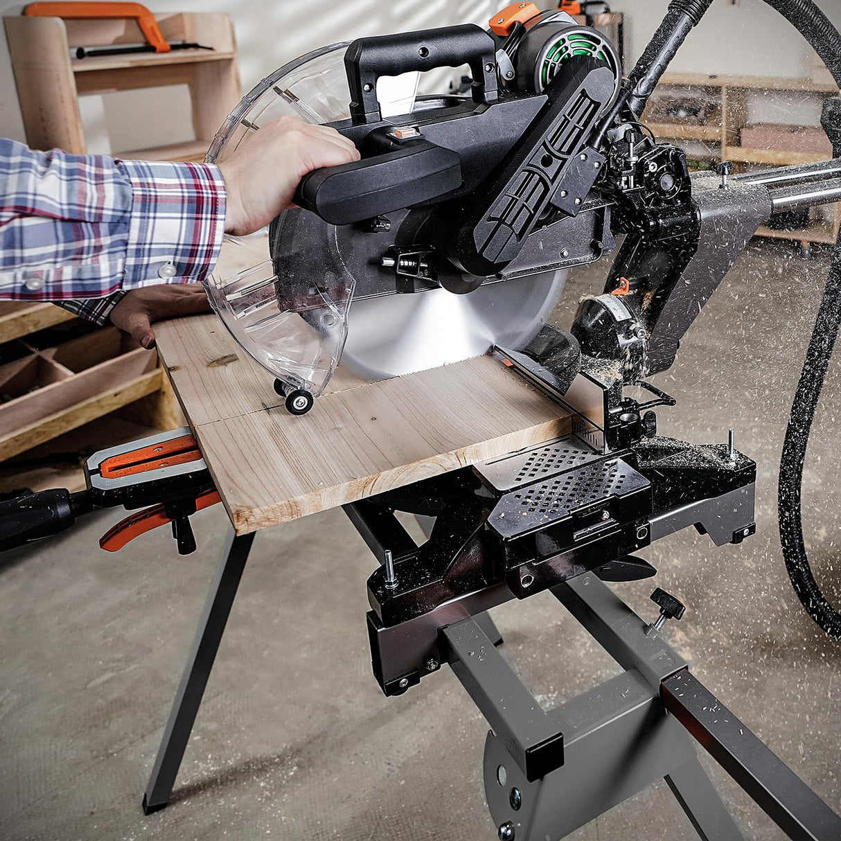 DOVAMAN Miter Saw Stand, 3-Step Quick Install & Fold, Lightweight 22LB Design, 330LB Capacity, 78-1/8'' Max Sliding Rail, Compatible with DMS01A, DMS03A & Most Mitre Saw Brands - MS01A DOVAMAN