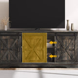 DWVO TV Stand for TVs up to 65 Inch, Farmhouse Entertainment Center with Storage Cabinets and Sliding Barn Doors, Rustic Media TV Console Table for Living Room, Dark Rustic Oak DWVO