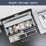 ProCase Watch Box for Men, 6 Slot Watch Display Case with Drawer, Mens Watch Case With Glass Lid, 2-Layer Jewelry and Watch Storage Watch Holder Organizer for Men Women -6 Slot, Black ProCase