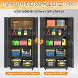 Metal Garage Storage Cabinet with Wheels, 71"H Tool Storage Cabinet with Doors and Adjustable Shelves, Locking Garage Cabinets and Storage System for Utility Home, Warehouse, Workshop, Basement PIYAZEE