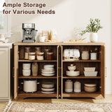 Memobarco Fluted Buffet Cabinet with Storage Accent Sideboard,Modern Credenza with 4 Doors & Adjustable Shelves,Wood Coffee Bar Table Console for Dining Room Kitchen Living Room Entryway,Natural Oak Memobarco